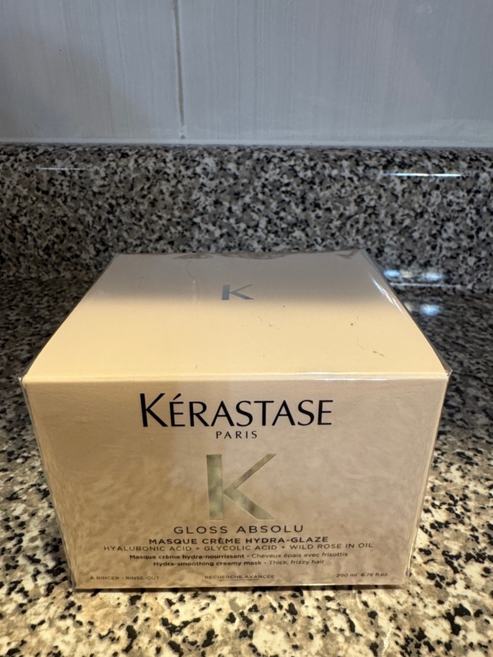 Kerastase Gloss Absolu Hair Mask in Cream and Gold Packaging